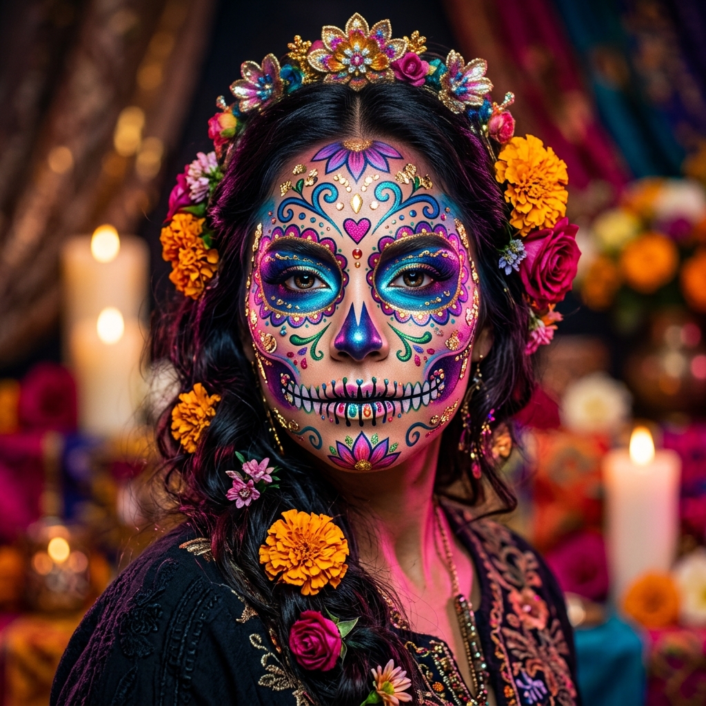 Maquillaje de catrina a todo color